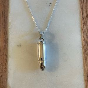 925 Solid Sterling Silver Bullet Necklace Pendant Chain, Bullet Pendant Chain